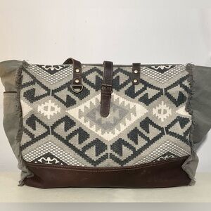 Myra Bag Gray and Brown Geometric Bag